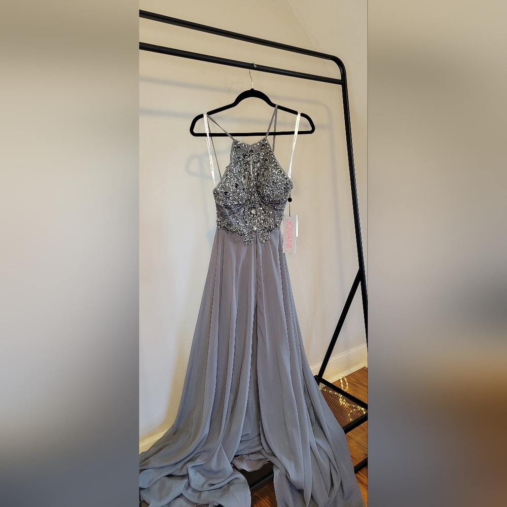 Jovani Gray Embellished Gown